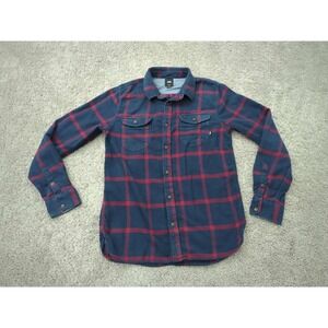 Vans Button Up Shirt Mens Medium Plaid Flannel Long Sleeve Pockets Tailored Fit